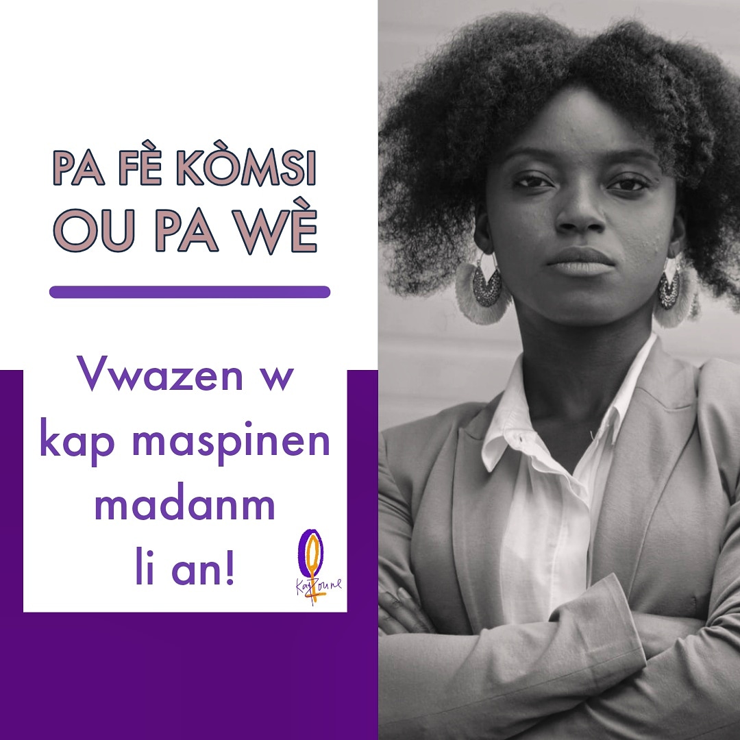 kayzoune's tweet photo. Kanpe pou medam yo!
Eske w konnen yon fanm gen plis chans mouri anba kou nan men patnè l jodi a ke anba #coronavirus?
Chif yo montre gen plis fanm ki viktim vyolans pandan peryòd konfinman an. Pa fèmen je w, pa bouche zorèy ou. Ede jan ou kapab! #StopVyolans #KanpePouMedamYo https://t.co/jSkQJSGGkw