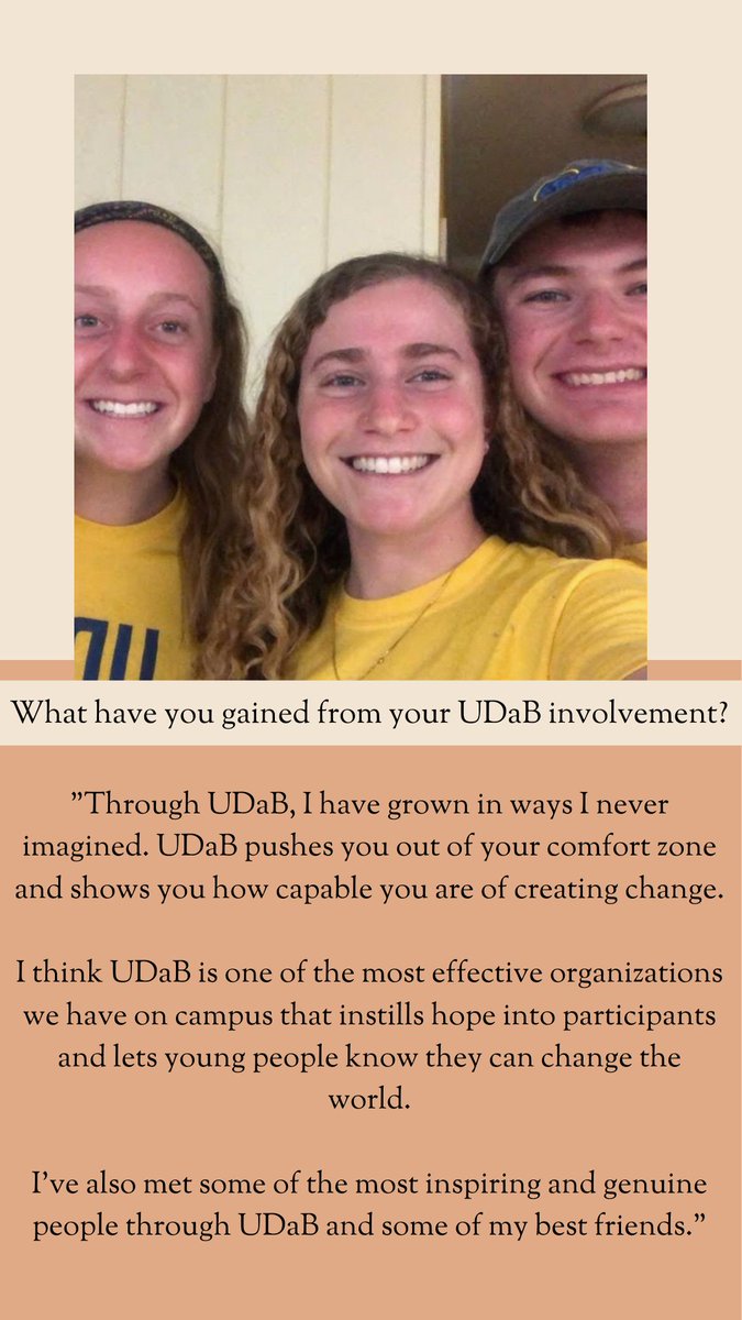 Meet our second Human of UDaB, Izzy DeFrancesco! Read about her past UDaB experiences, why she decided to get involved with the organization, and what advice she has for future participants. Stay tuned for more leadership spotlights!