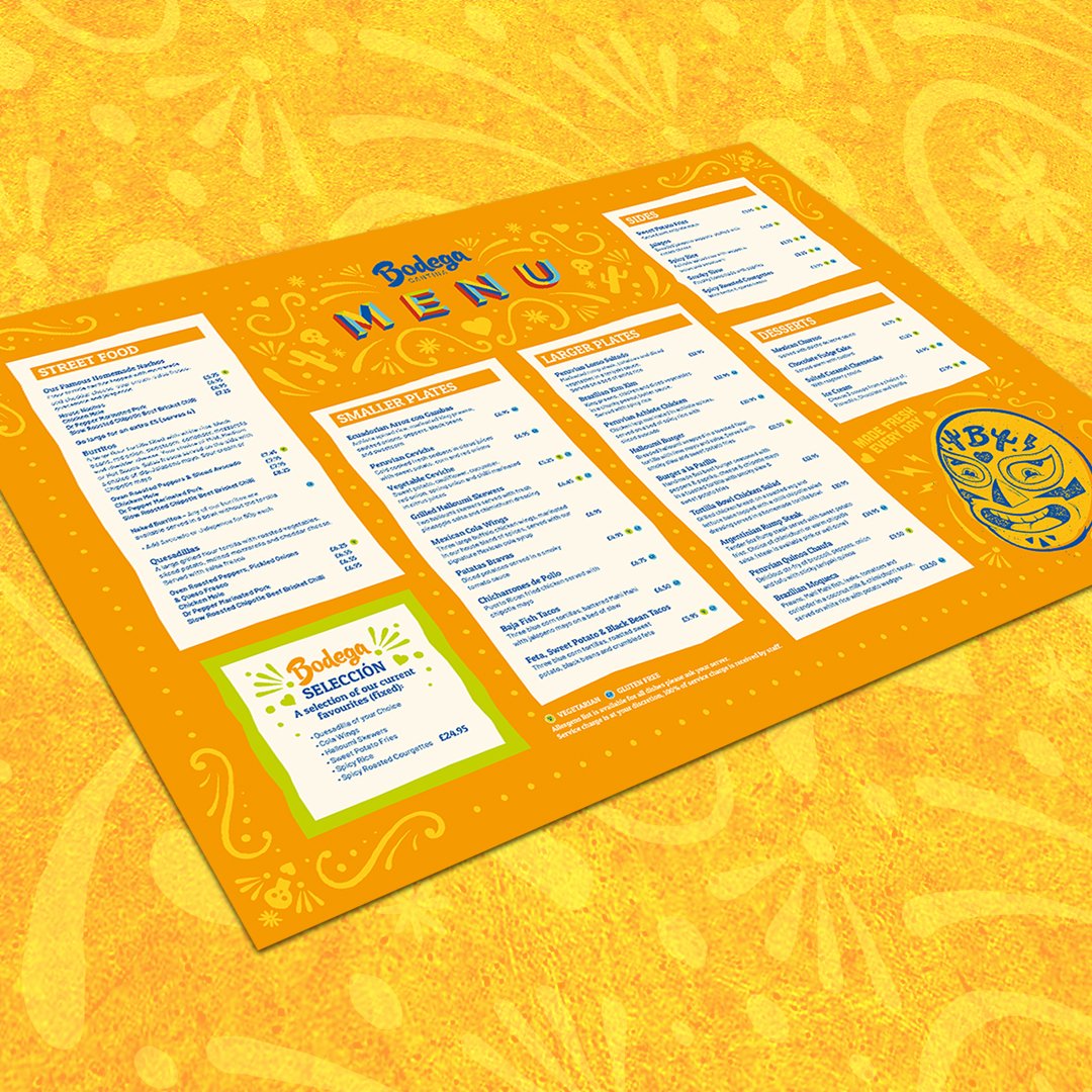 mastersallen's tweet photo. We collaborated with Bodega, a South American inspired restaurant with branches in Birmingham, Leicester and Worcester on the design of their inhouse menus, posters and activity sheets for children.

Read our case study: https://t.co/sWMZFokkXw

#Creative #Design #Illustration https://t.co/muyYtaUx2F