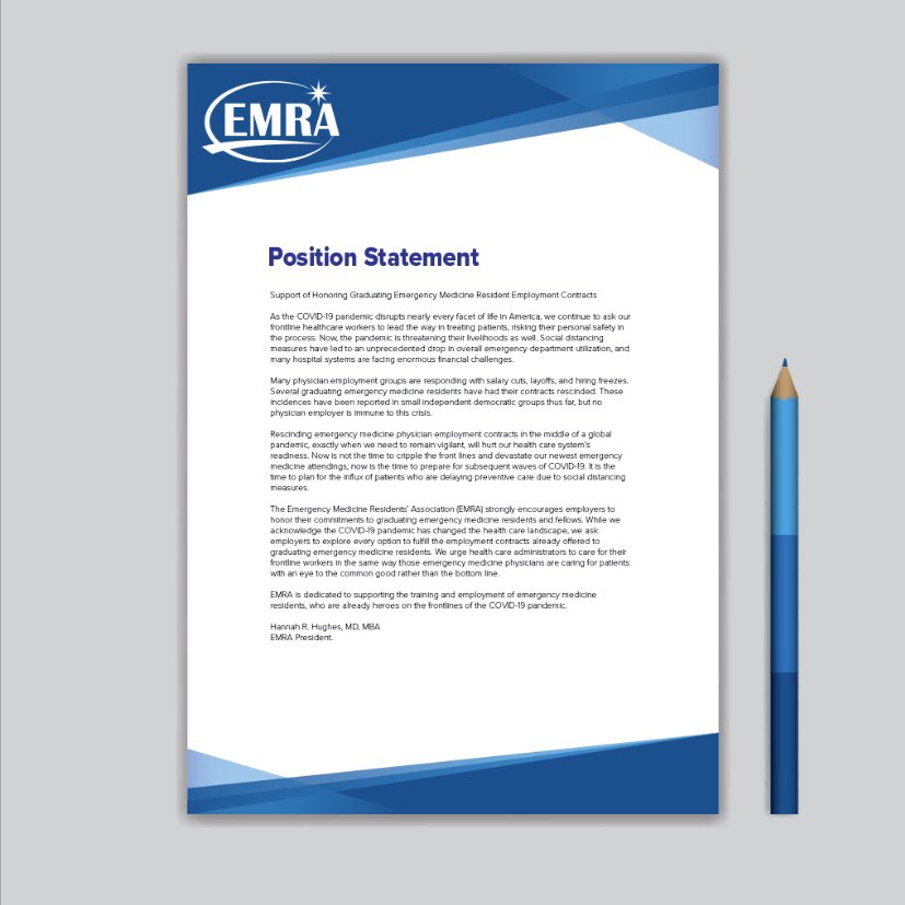 emresidents's tweet image. 🗣EMRA urges employers to honor their commitments to graduating emergency medicine residents and fellows. Read the full position statement here; retweet and share. emra.org/be-involved/be…

#EMRAhasyourback
#EMRAstrong
#retweetandshare