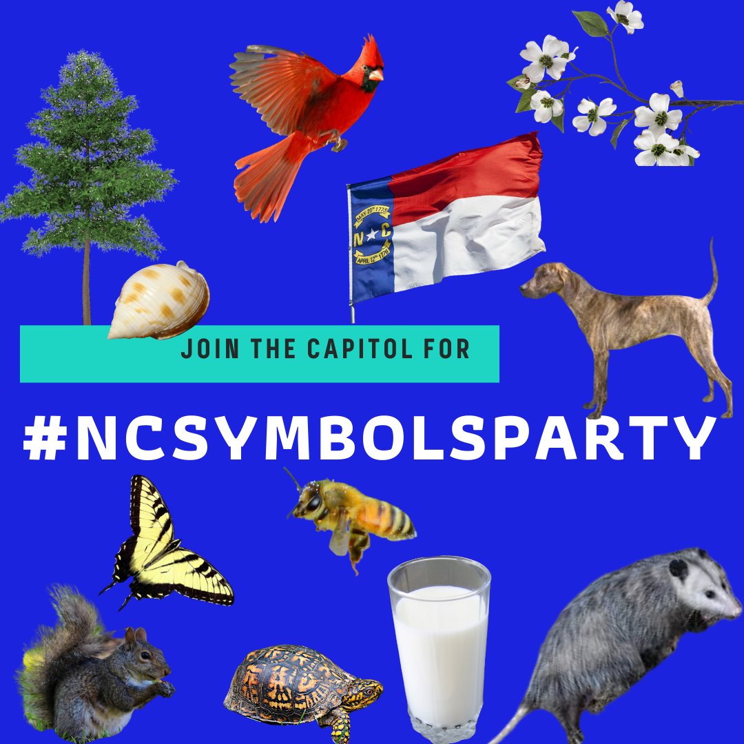 The Capitol is going to celebrate state symbols all May! To kick it off, FRIDAY, MAY 1ST is our #NCSYMBOLSPARTY - we invite you to join us by sharing your photos and videos. Look for state symbols in your community (while social distancing), and post them using #NCSymbolsParty!