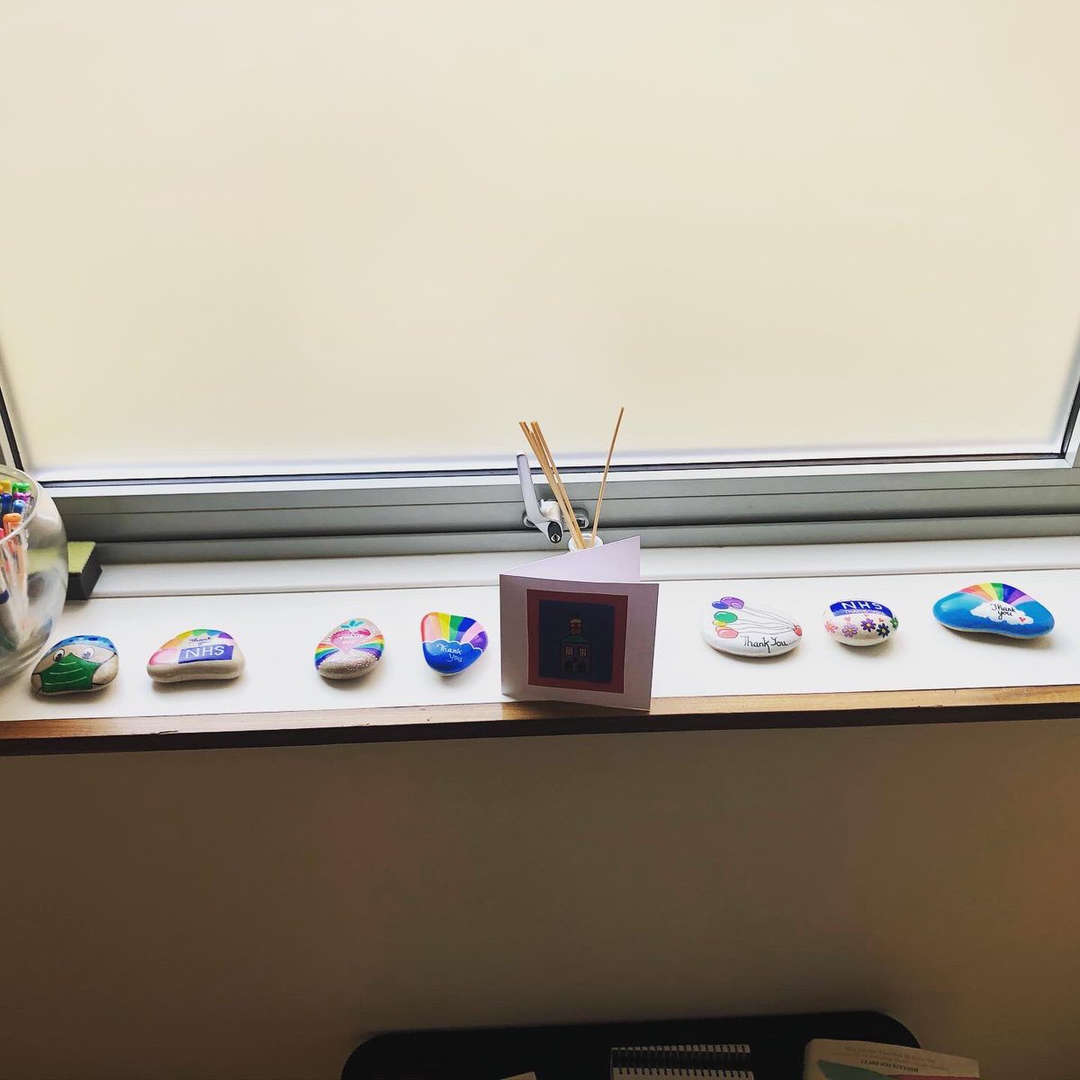 VickyJervis's tweet photo. Some of the beautiful rocks donated for our wonderful #JCUH frontline staff and their #wobbleroom by #yarmandeaglesclifferocks Thank you 🙏🏻💖🌈@SouthTees https://t.co/U4vCQMGdko