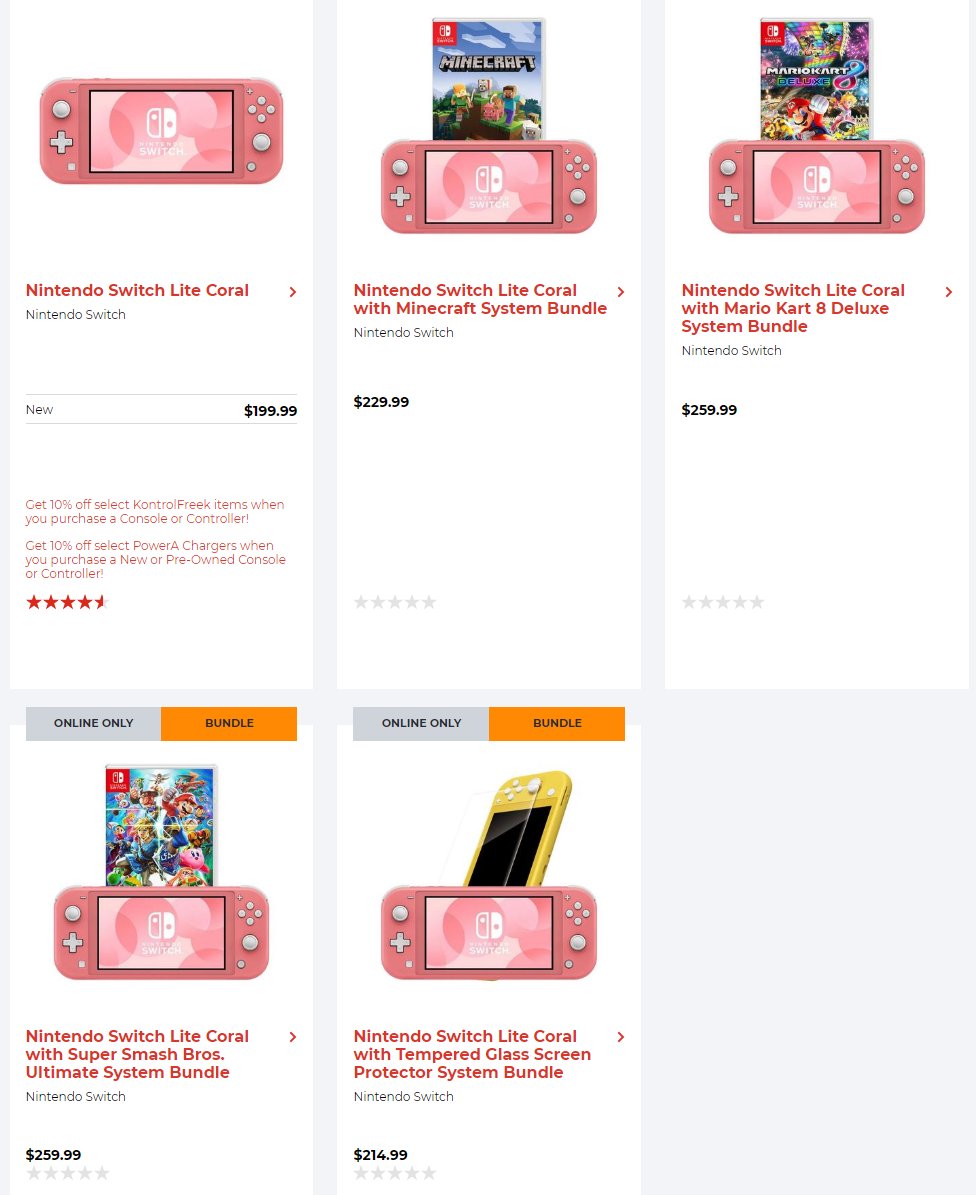 Nintendo Switch Lite Coral Gamestop