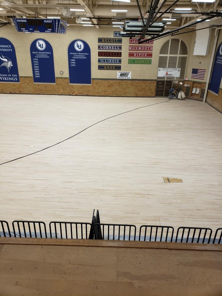 LUVikingsSB's tweet photo. Some positive news!  Alexander Gym will never be the same - say goodbye to those OLD BLEACHERS and hello to new ones and a new wood floor!  
#itwastime
#cantwaitforthenewlook https://t.co/GGtEjMBvFi