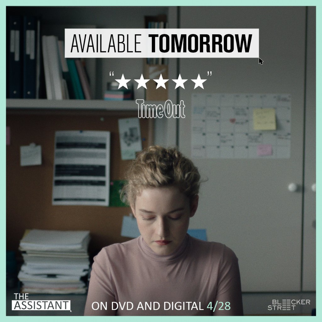 AssistantFilm's tweet photo. “Bold and brave. THE ASSISTANT feels like a moment of change.” - The Playlist Nation.
Starring Emmy Winner Julia Garner, #TheAssistant is available on DVD and Digital tomorrow. https://t.co/JctQDKXcZz https://t.co/goebakCoCV