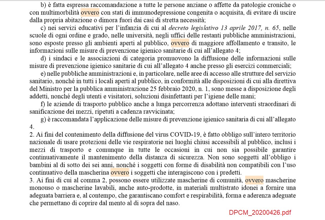 terminologia's tweet photo. Nell’uso corrente la congiunzione #ovvero ha un valore esplicativo (cioè, ossia). Nel #DPCM #Fase2 invece usato con valore disgiuntivo ("oppure") tipico dei testi giuridici. Possibile che gli autori dei testi non siano consapevoli dell'ambiguità? Pessima #comunicazionepubblica! https://t.co/uCYGtSr8gC