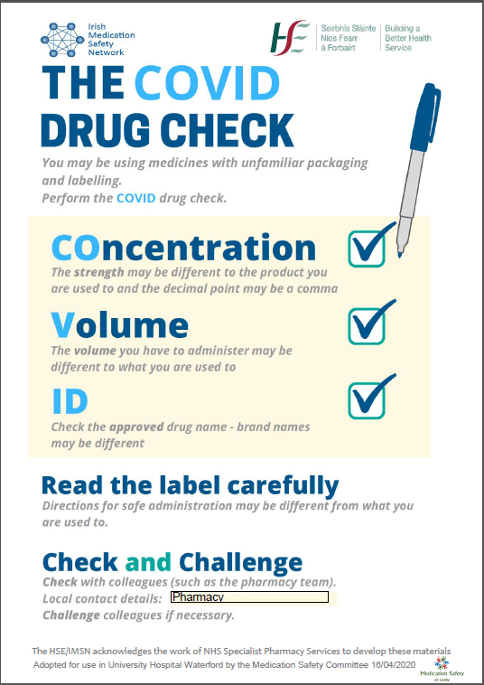 MedSafetyUHW's tweet photo. As more staff are working in unfamiliar areas with unfamiliar medications, this poster reminds the reader of some simple checks to ensure IV medication is given correctly and safely. 
Please contact a senior or pharmacy for advice. https://t.co/dcj5K139H4