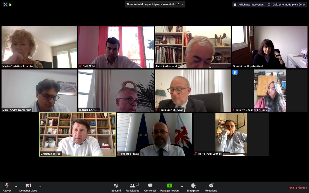 PPLeonelli's tweet photo. A la demande de @cestrosi nous avons tenu à 16h00 en visioconférence la réunion des Présidents de groupe en prévision du Conseil Municipal qui doit se tenir le 4 Mai . Je salue et remercie mes collègues de l’opposition pour les échanges fructueux et constructifs #Nice06 https://t.co/PyVOttNMS3