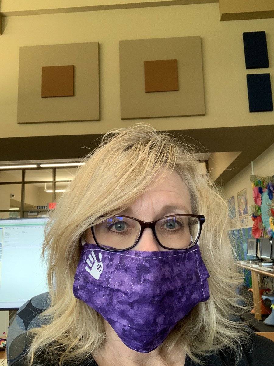 SCEfunbrarian's tweet photo. Super Sycamore gave us all masks! 💜 #scefunbrarian #scerocks #thesearecutebuthot #coronagoaway https://t.co/PnafnvGqzQ