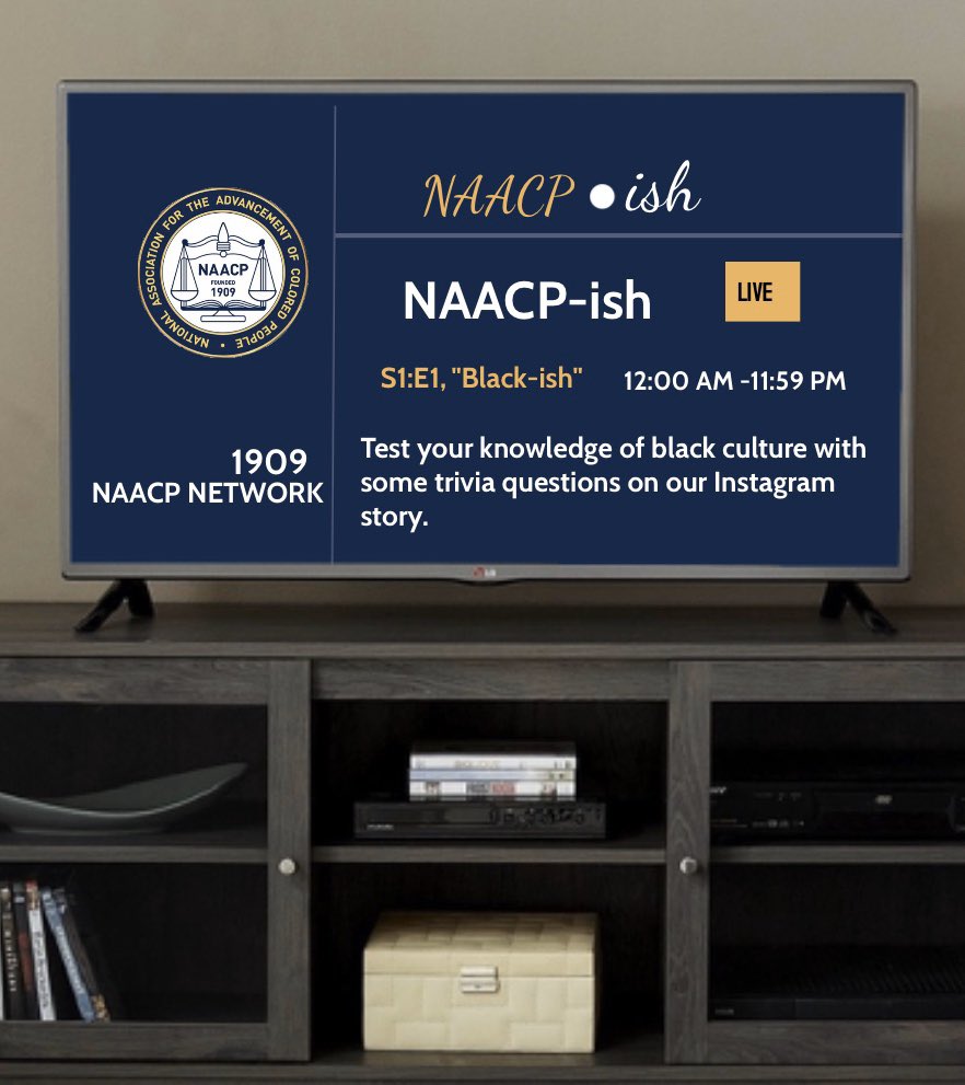 S1:E1 “Black-ish” How well are you really in touch with Black culture? Find out today with trivia questions that will be posted throughout the day on our Instagram story (@naacp_su).