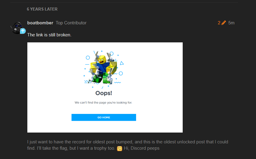 Boatbomber On Twitter I Found The Oldest Unlocked Post On The Devforum And Made An On Topic Reply Take That Necrobumping New Members Https T Co Qa5pcnjrrr Https T Co Xx0hzznbyb - roblox devforum how to become a member
