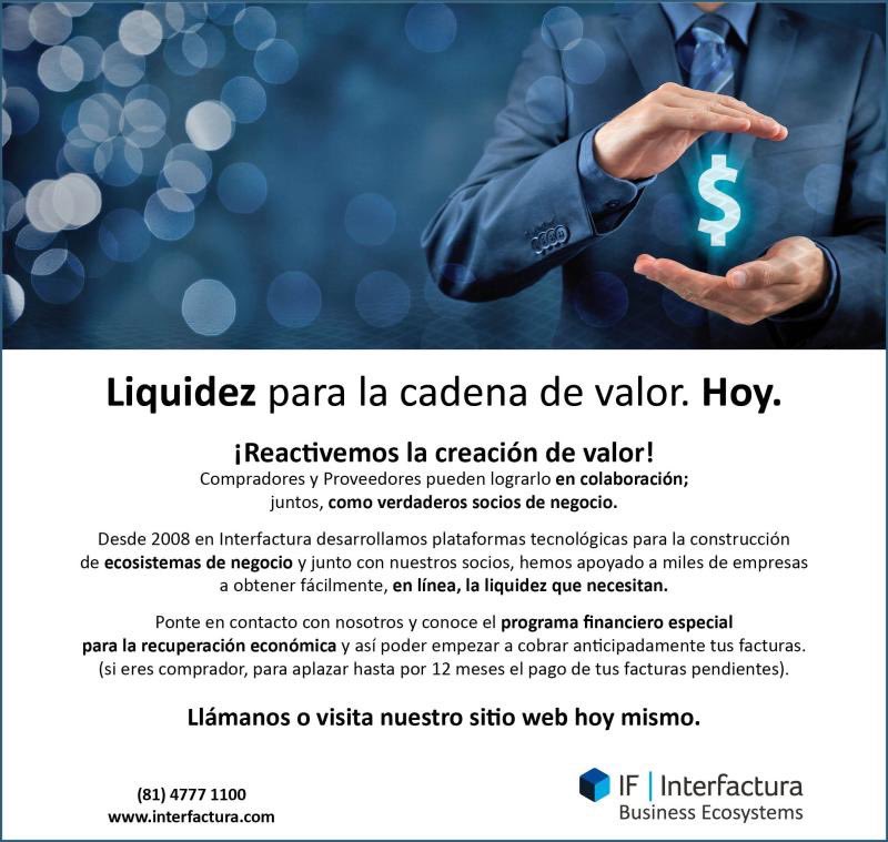 jlopezchapa's tweet photo. Es momento de apoyar la Continuidad de los Negocios en México, reactivando la creación de valor. Acércate a Interfactura para que de inmediato te digamos cómo acceder a liquidez para tu negocio. #reactivandolacadenadevalor #NoparemosMéxico! https://t.co/rl6pZHZR8E