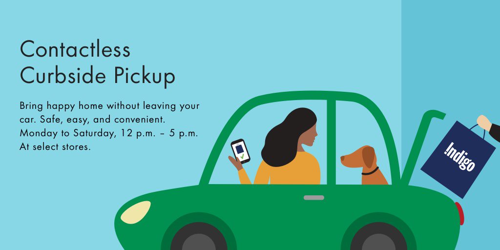 We are offering Contactless Curbside Pickup through Indigo.ca

Pick up times are Monday through Saturday from 12pm-5pm. Our store remains closed, however, we are happy to assist you in bringing some happiness home without leaving your car.  indigo.ca/en-ca/curbside…