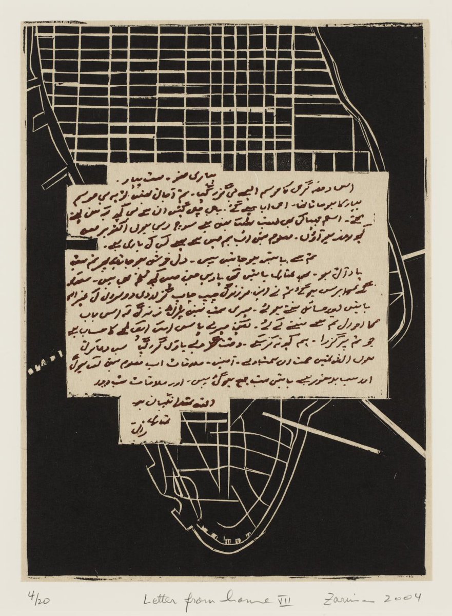 Tate's tweet photo. We're deeply saddened to hear that Zarina Hashmi (1937-2020) has passed away, an extraordinary artist whose work is embedded with loss and longing. Her magical lines will resonate on and on. 🖤 https://t.co/hDB028v8pQ https://t.co/ev1ezCvzf7
