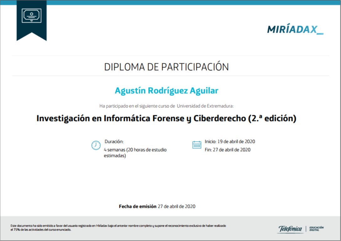 CodesInfinity's tweet photo. He aprendido #InformáticaForense y #ciberderecho gracias al MOOC de @miriadax @CyberMOOC . Recomiendo hacer este MOOC sobretodo si te gusta la investigación más a fondo en el mundo de la informática. #CiberSeguridad #HackingEtico

Gracias a los docentes del MOOC. https://t.co/2XDtjIGwzm