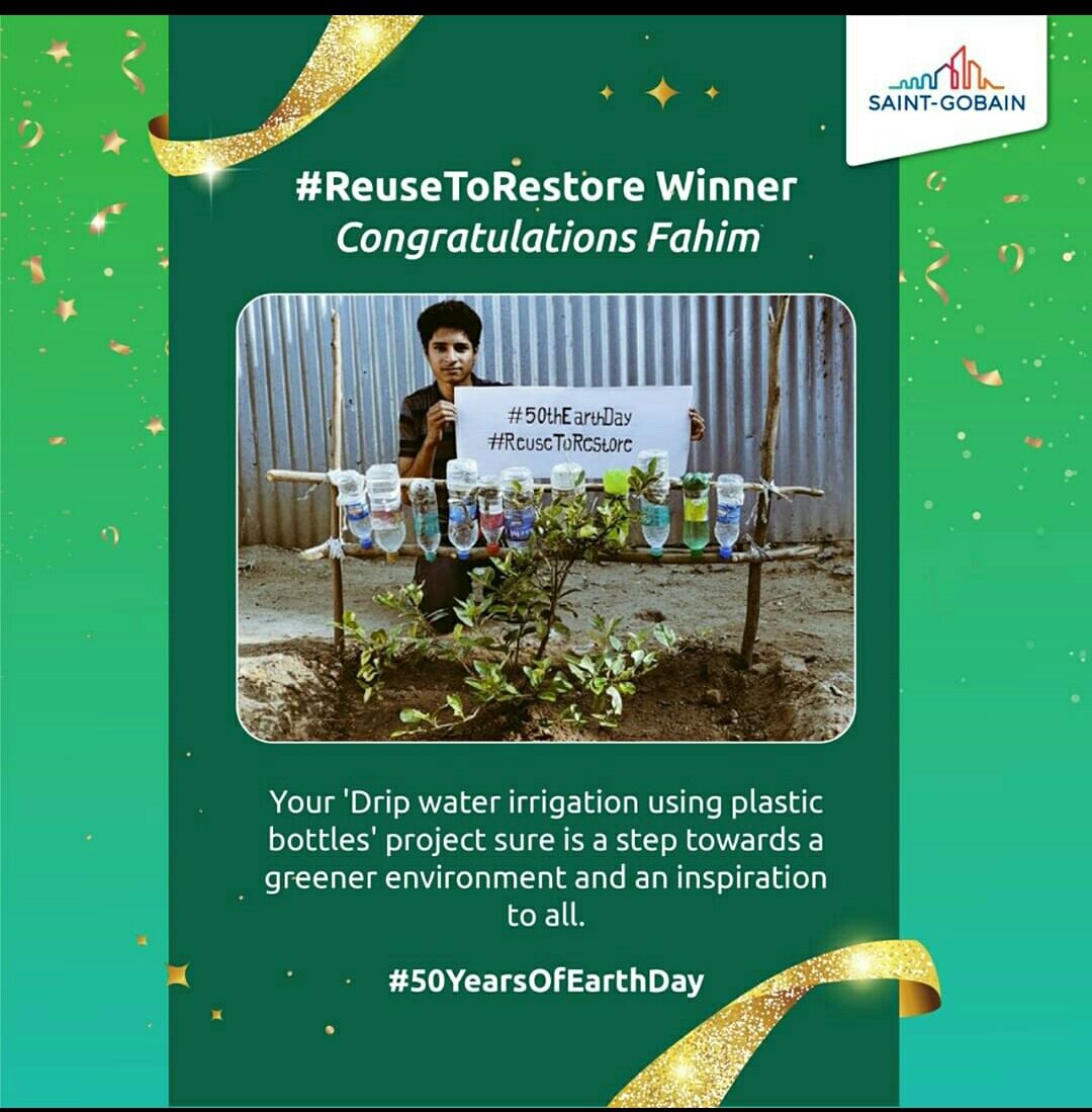 Fahim6t's tweet photo. Thankyou So much Team..❤❤❤❤
#ReuseToRestore
#50thEarthDay
@saint_gobain_in
Special Thanks for @india4contests
and my lovely Friends @_mubarak_thala
@Mohamme41629636
@vaseem68244965 https://t.co/otXH49fROF