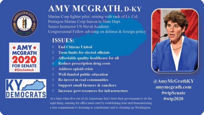 Amy McGrath has her fighter pilot’s focus trained on the needs of Kentuckians. The 400+ bills McConnell has been blocking for years... Vote for Amy McGrath. She’ll get the job done. Bonus, she seriously irritates Mitch! #wtp2020 @wtp__2020 #wtp294
