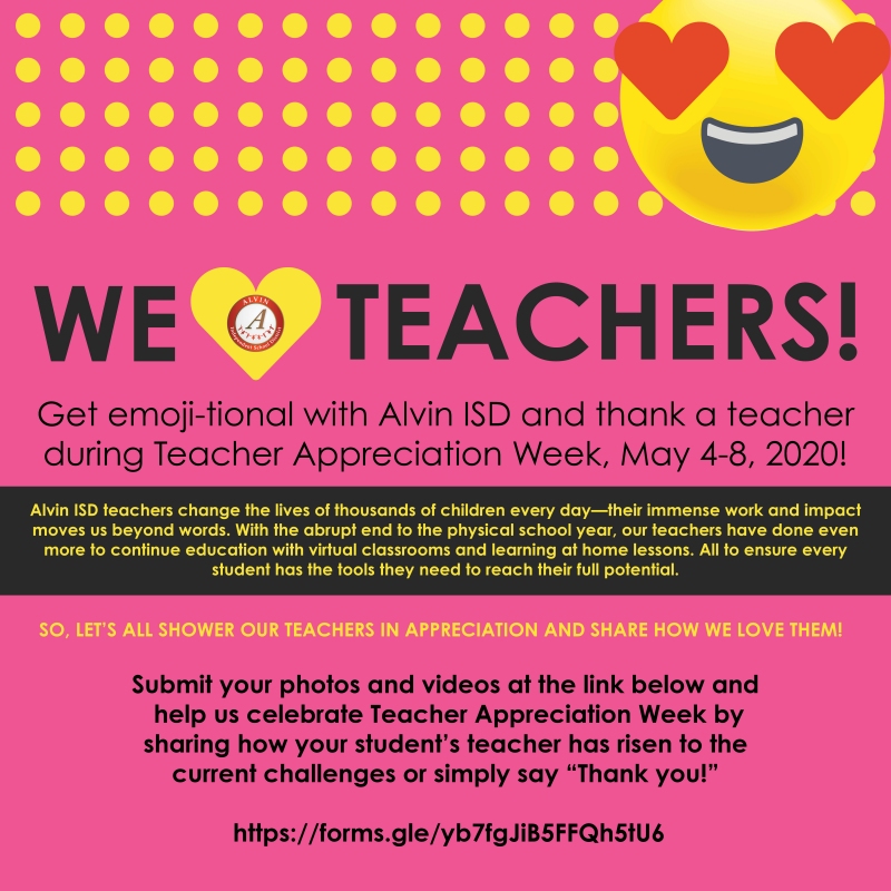 WE ❤️ OUR TEACHERS! Click the link below to upload a photo or video and show our teachers how much we love (❤️), like (👍🏼), celebrate (🎉), and care (😍) for them! forms.gle/3M2G17mpZzojvA…