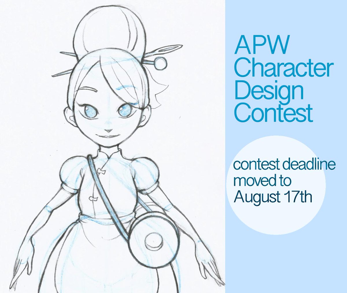 High school students and beginners! APW Character Design Contest deadline has been moved back to August 17th - more time to design🥰. tinyurl.com/ydcln4b9 #contest #characterdesign #animation #drawing