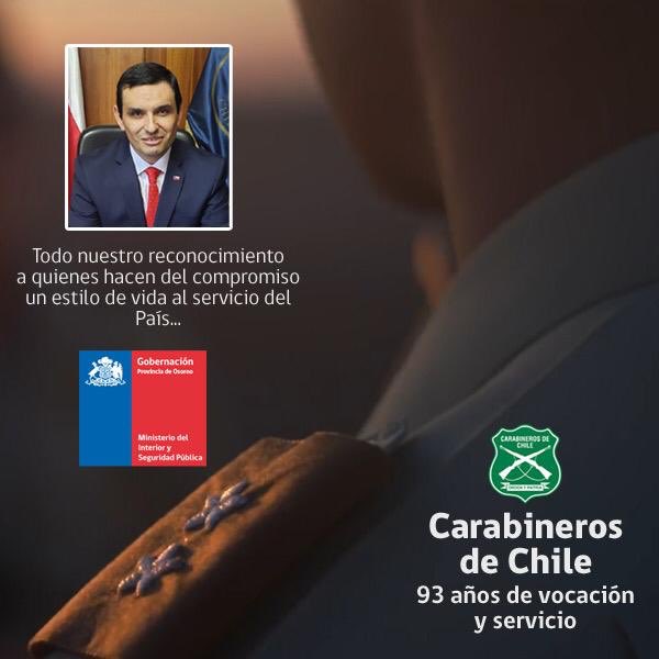 Felices 93 años a nuestros Carabineros de Chile y gracias por el gran trabajo que están realizando en estos días de pandemia.