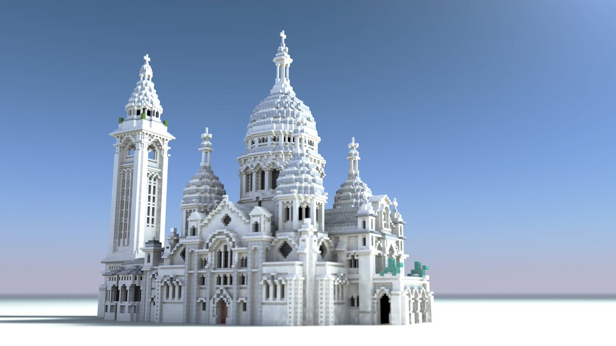 Poseyiidon's tweet photo. Reproduction of the Sacré-Cœur in Paris  
Scale 1:1
#Minecaft #Paris https://t.co/kr4rhGh9Zo