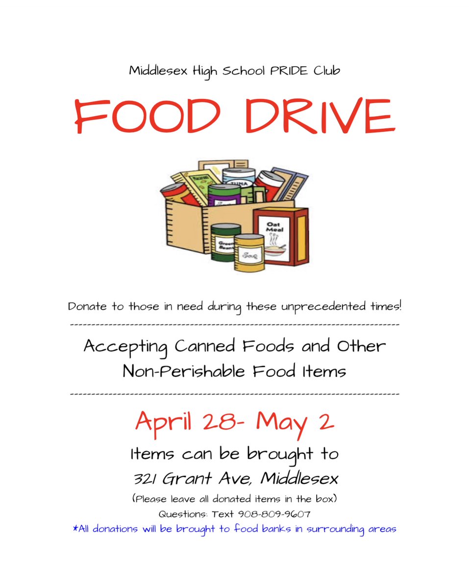 <a href="/MHSMiddlesexNJ/">Middlesex HS</a> Pride Club Food Drive