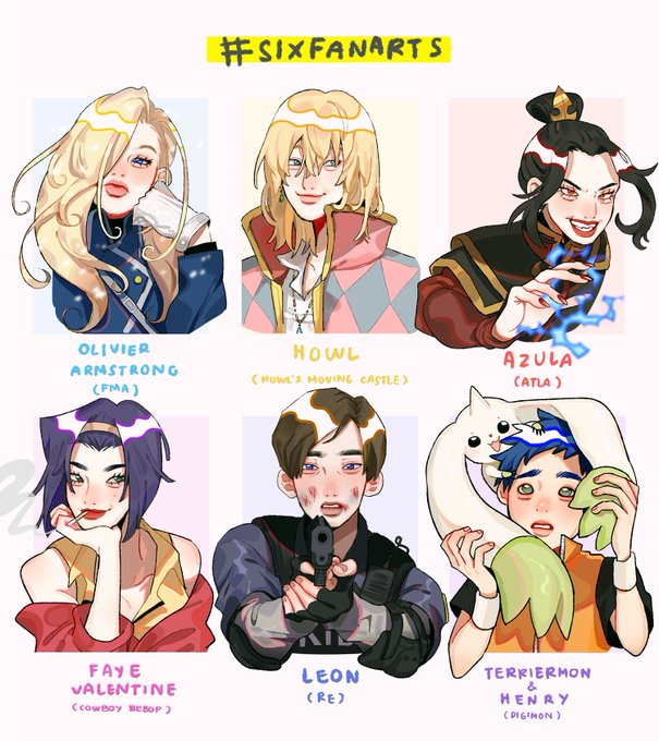 i'm late to the party but here's my #sixfanarts ? thank you for suggesting me really great characters it was so hard to narrow it all down to 6? 