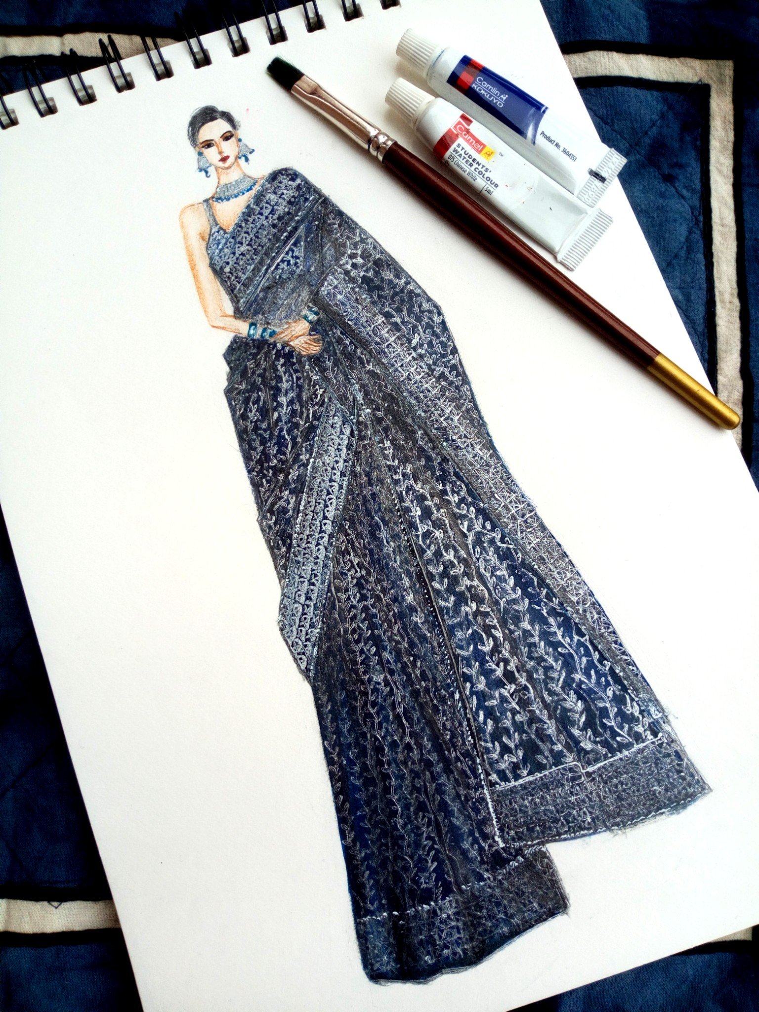 Saree fashion illustration cheap