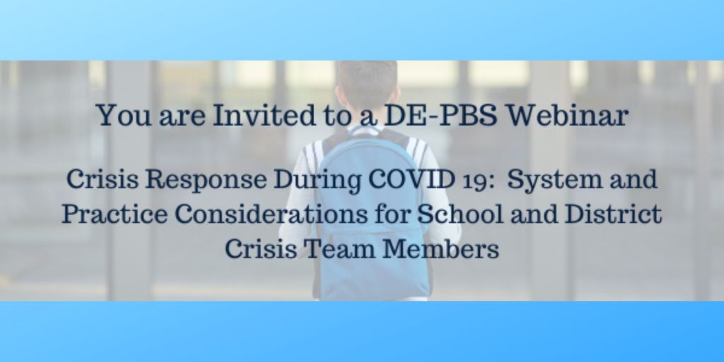 DelawarePBS's tweet photo. #DEpbs is hosting a Zoom webinar on crisis response during COVID-19 featuring presentations from @ColonialSDstrct and @CSDSenators! Join us 5/5 from 1:00-2:30 pm to learn more about school/district level crisis prevention @DEDeptofEd
Register here: https://t.co/6FHmc3Czou https://t.co/6lg80mPjQ4