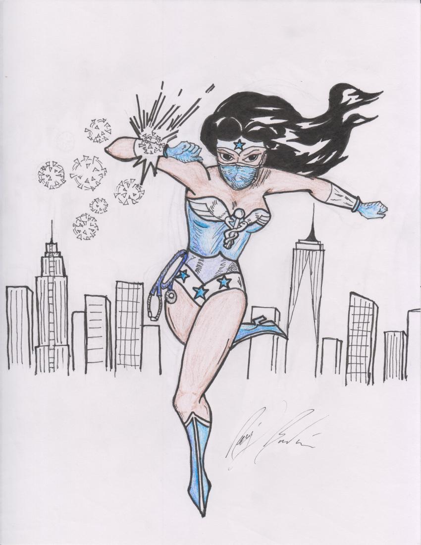 Our 14-year old son drew this for his Aunt who is a doctor in New York City. #ThankYouHealthCareWorkers #heroes  #WeAreAllInThisTogether  #StayHomeSavesLives