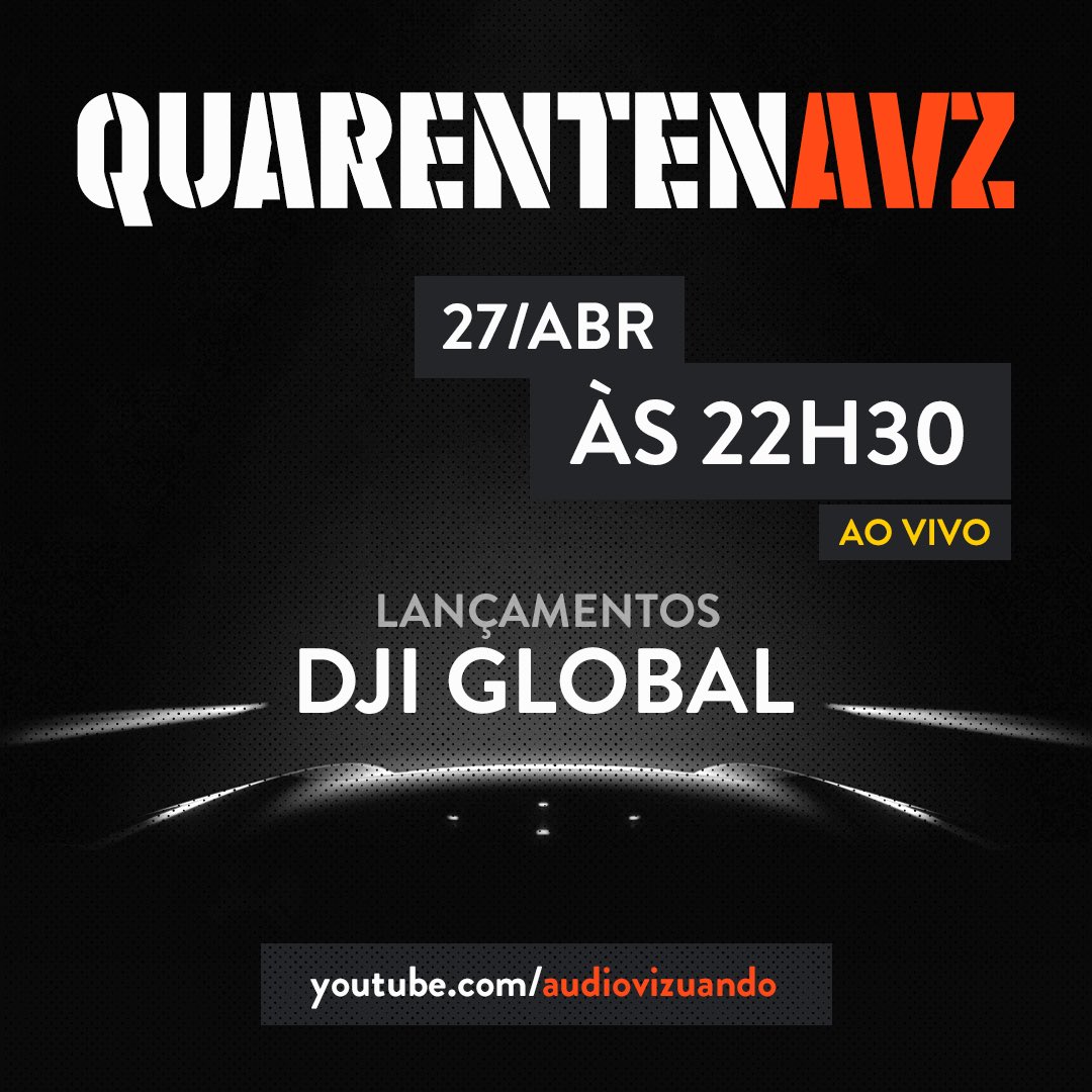 É isso mesmo, Audiovizueirxs!

Na live desta segunda vamos acompanhar AO VIVO o que a <a href="/DJIGlobal/">DJI</a> tem de novo pra mostrar.

27 de abril, às 22h30, na nossa #QurentenAVZ. 
LIVE!

youtube.com/audiovizuando
Compartilhe!🤘