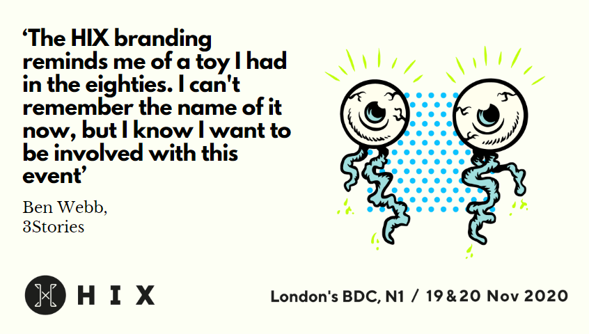 HIXevent's tweet photo. We're delighted to be the rubik's cube (or care bear?) of the events world... cheers Ben! #hixevent #hixexperience #hix2020 https://t.co/AHnIY3RmO3