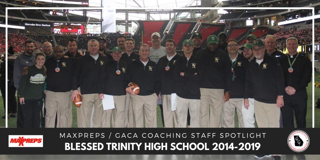 GACACoaches's tweet photo. The @MaxPreps / GACA Coaching Staff Spotlight is Blessed Trinity High School Football from 2014-2019. @BTCatholic   is on a “HOT” streak that in the past 6 years has compiled a record of 79-7 with 3 State Championships and 5 Region Championships! 🏈 https://t.co/uIDYaOdnwx