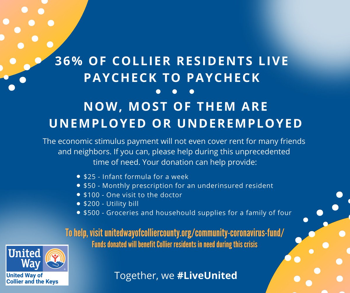 UWCollierKeys's tweet photo. Support for our United Way Coronavirus Fund goes right back into helping our community survive and recover from the COVID-19 pandemic. Visit https://t.co/HYZKawkRNu to learn more and make a difference. https://t.co/DI5vZTXMHq
