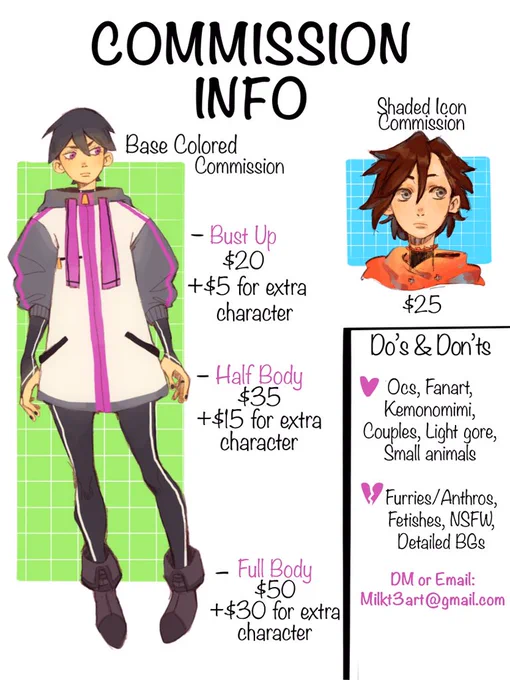 *PAYPAL ONLY and retweets are appreciated** 
My commissions are now open!✨ I'll only be taking 10 slots! 

#commissionsopen #commissioninfo #commissions #myart 