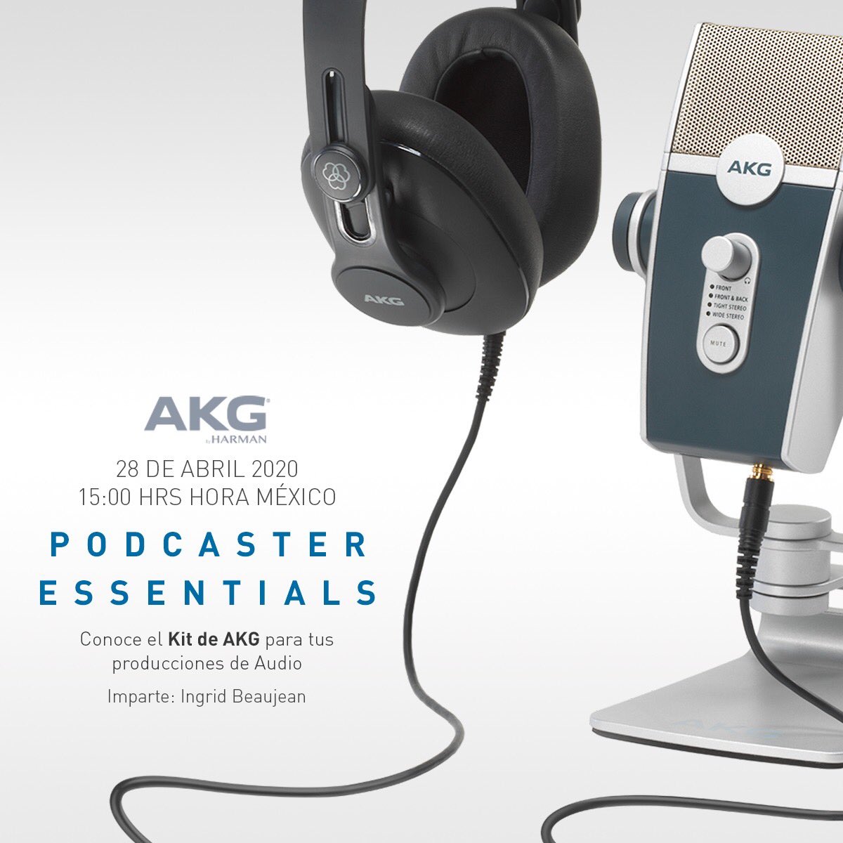 IngridBeaujean's tweet photo. Te invitamos a nuestro webinar, este martes 28 de abril a las 15:00 horas tiempo de México. Usos de AKG Lyra y AKG K371 en voz de Ingrid Beaujean
Solo entra al siguiente enlace y listo: https://t.co/YaNwqZKpTI #HarmanPro siempre a la vanguardia y con equipos https://t.co/gWZF6kUWKC