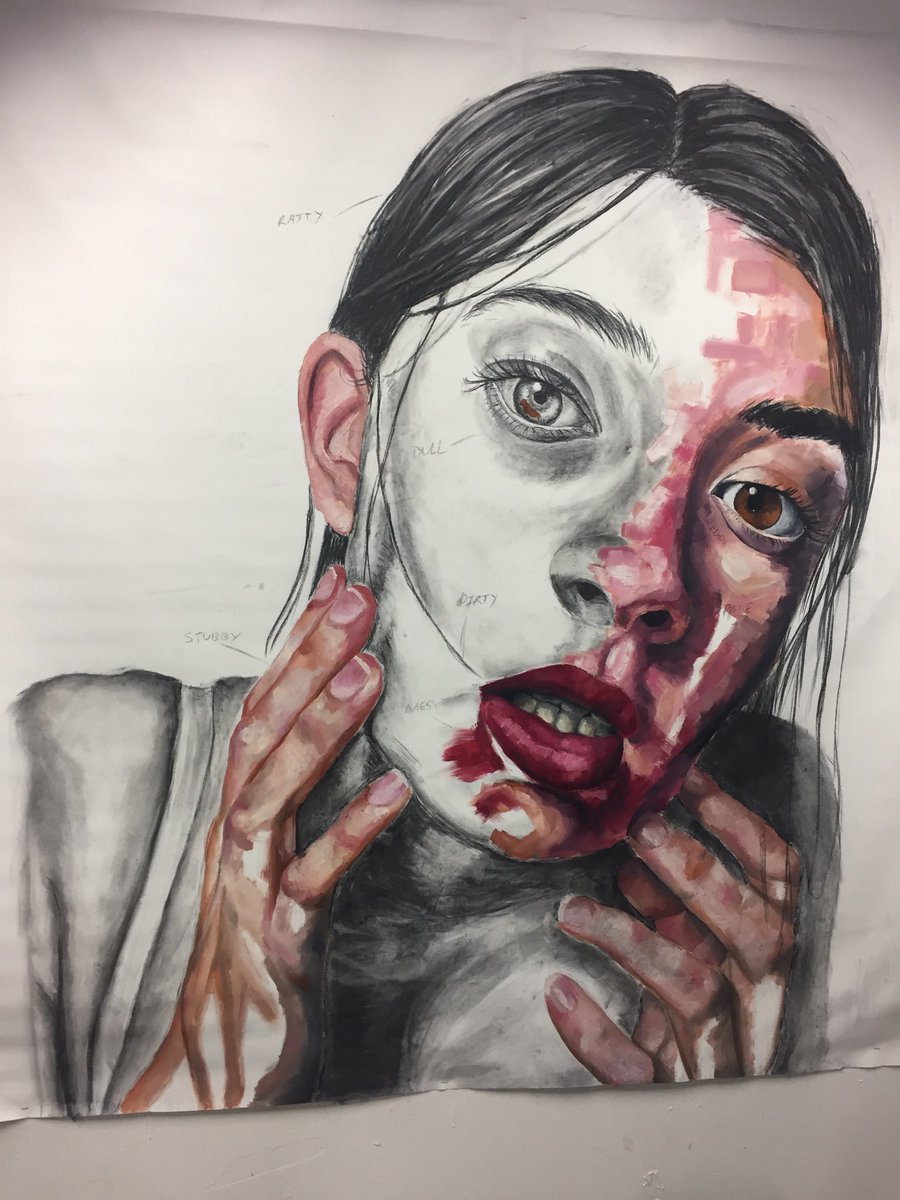 So this what the difference you can make in your Art work -self portraits in yr 7 and then in yr 13 , well done Rachel #proudteacher #practisemakesperfect