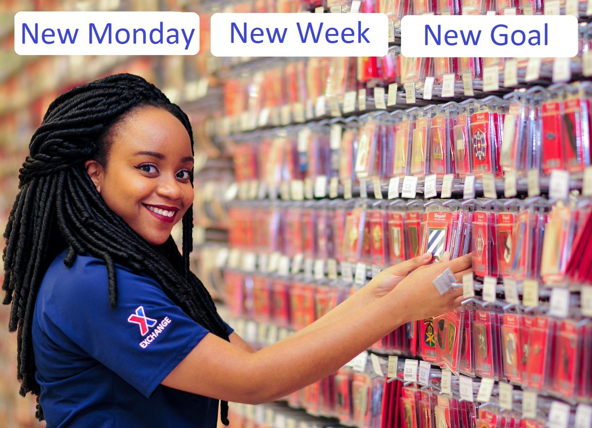 FtIrwinExchange's tweet photo. New Monday, New Week, New Goal! Happy Monday, from your Exchange Family! #Newmonday #Newweek #Newgoal #Exchangefamily https://t.co/qCznhyb58b