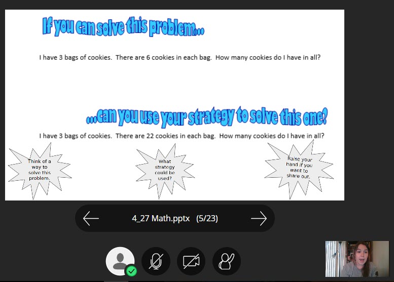 MarshallRoadES's tweet photo. Ms. Myers is coaching her students through word problems.  Students shared their strategies for solving the problems.  #MRESDistanceLearning https://t.co/0EizIqvUjF