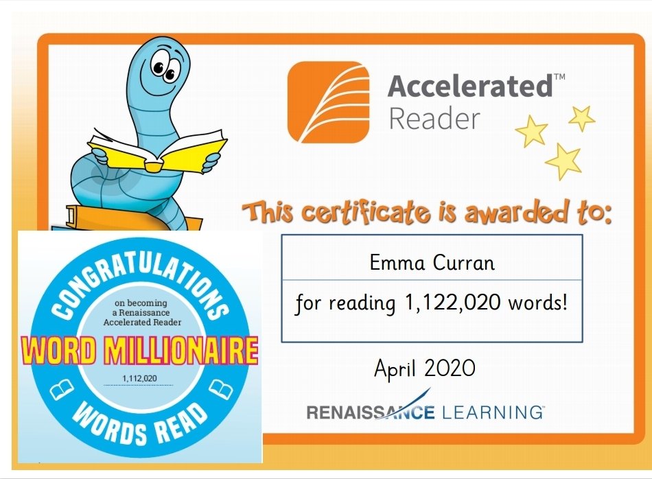 StRonansPS1's tweet photo. #WellDone Emma... yet another #wordmillionaire ππ @LiamRenlearn @AccReader #VirtualSchool #VirtualLearning #BuildingOurVirtualStRonans https://t.co/1ppiv9YfDA