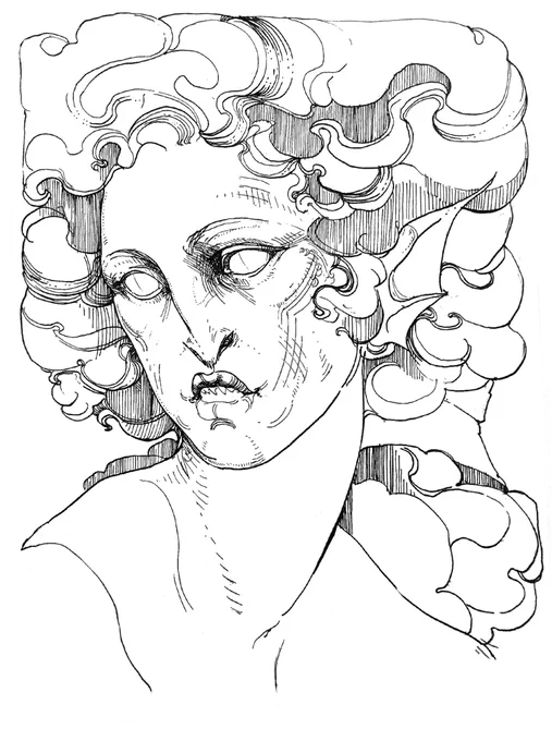 #MohnLeda's ink portrait: Zaffre as a siren for Aveilthe 