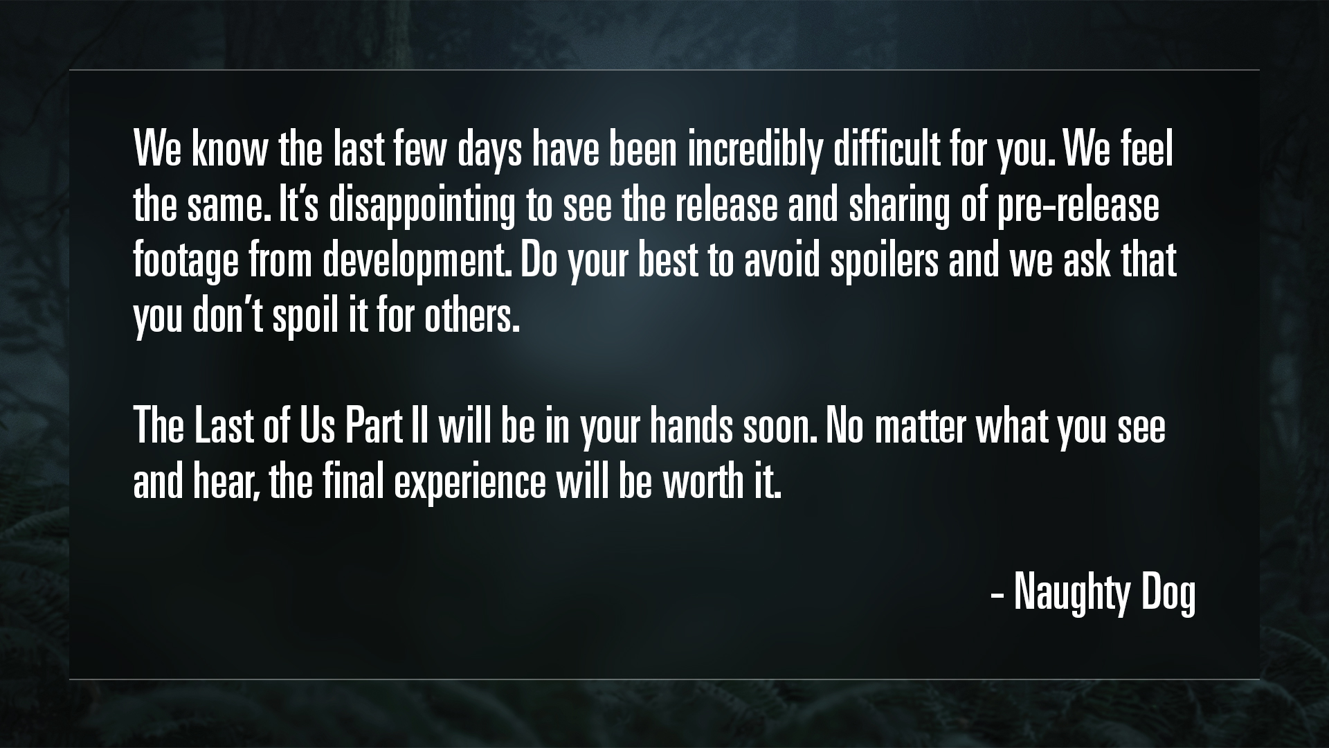 DomTheBomb on X: We finally have gotten our first confirmed details on Neil  Druckmann's new project! The game which is rumored to be The Last of Us  Part 3 👀🔥 Link