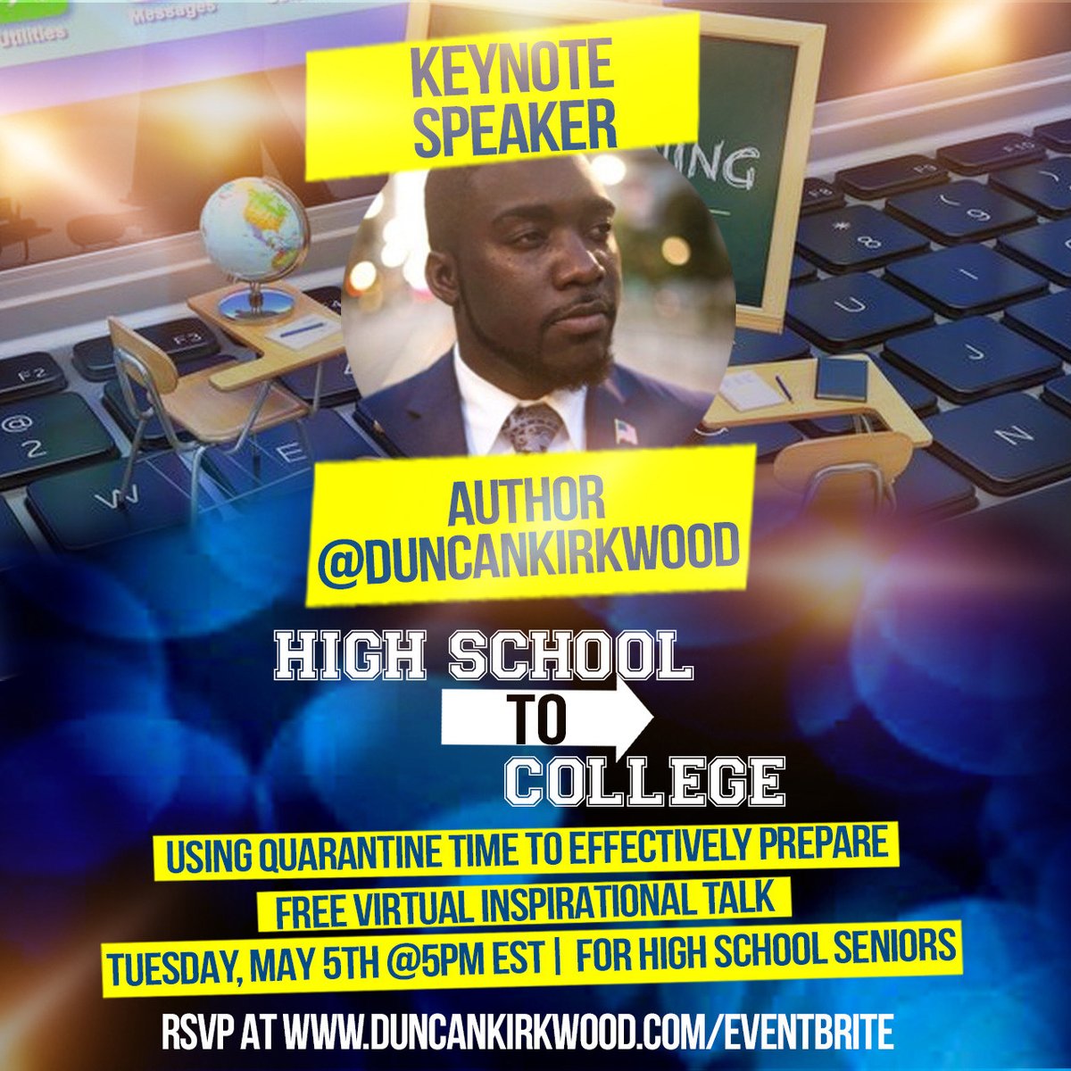 DuncanKirkwood's tweet image. High school seniors across the country are dealing with apathy towards learning right now. Here is a FREE virtual motivational event for high school seniors. Let's get this info out. @BETNews @BET