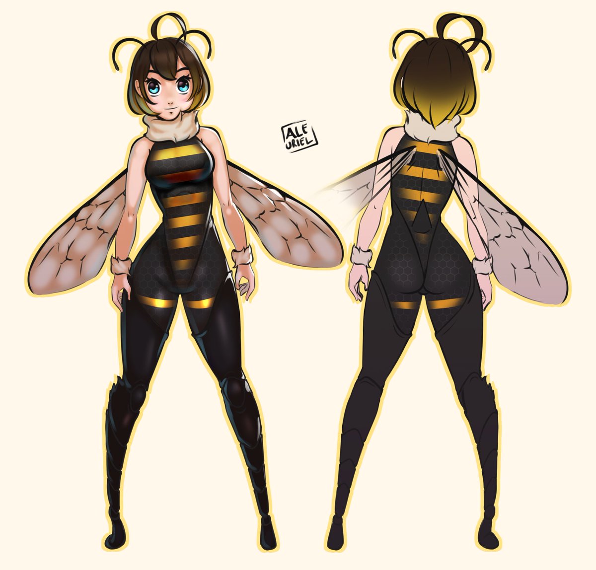 Bee Girl 🐝 #Illustrator #beegirl #Spring #abejita #characterdesign #characterart #charactersheet #diseñodepersonaje #kawaii #kawaiibee
