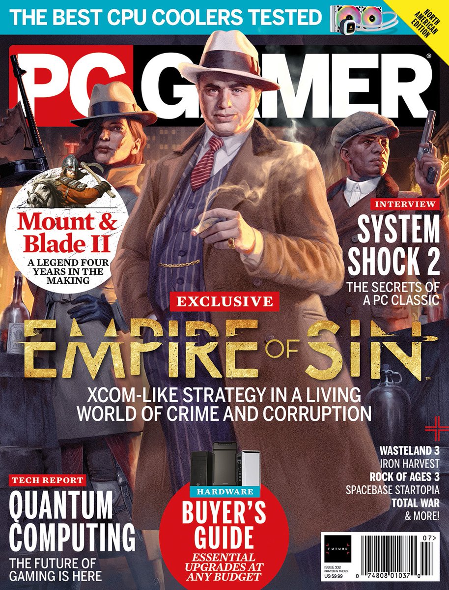 romero's tweet photo. It's incredible that our game, Empire of Sin, is on the cover of PC GAMER magazine in both the UK and USA on sale in May! Thank you @pcgamer! https://t.co/0rPuJwrIux