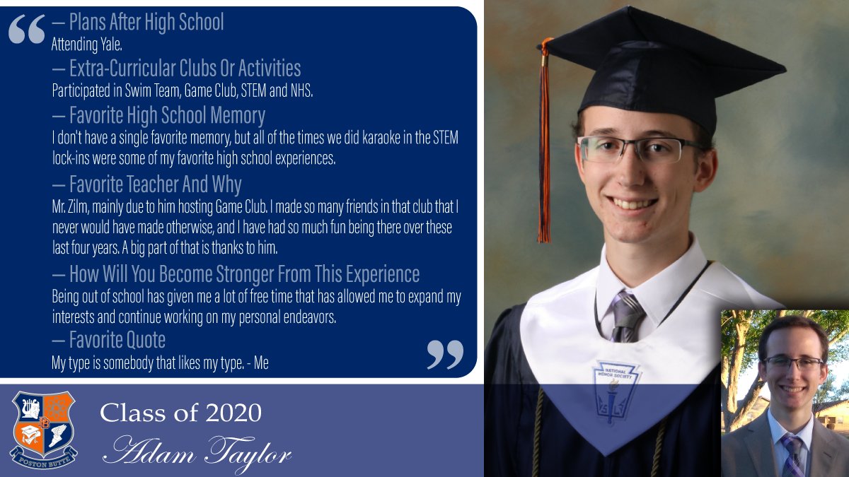 Poston Butte High School - Florence Unified (@pbhighschool) on Twitter photo We’d like to introduce you to Class of 2020 student Adam Taylor <a href="/pbhs2020/">SENIORSSSSS</a> <a href="/PBHS_Yearbook_/">PBHS Yearbook 2021-2022</a> <a href="/Florenceusd/">Florence Unified</a> <a href="/PBHSBloodDrive/">PBHS Blood Drive</a> <a href="/PBHSLinkCrew/">PBHS Link Crew</a> <a href="/PBHStuco_/">PBHS Stuco</a> #BroncoStrong #OnceABroncoAlwaysABronco #ClassOf2020 #FUSDAchieves We’d like to introduce you to Class of 2020 student Adam Taylor <a href="/pbhs2020/">SENIORSSSSS</a> <a href="/PBHS_Yearbook_/">PBHS Yearbook 2021-2022</a> <a href="/Florenceusd/">Florence Unified</a> <a href="/PBHSBloodDrive/">PBHS Blood Drive</a> <a href="/PBHSLinkCrew/">PBHS Link Crew</a> <a href="/PBHStuco_/">PBHS Stuco</a> #BroncoStrong #OnceABroncoAlwaysABronco #ClassOf2020 #FUSDAchieves