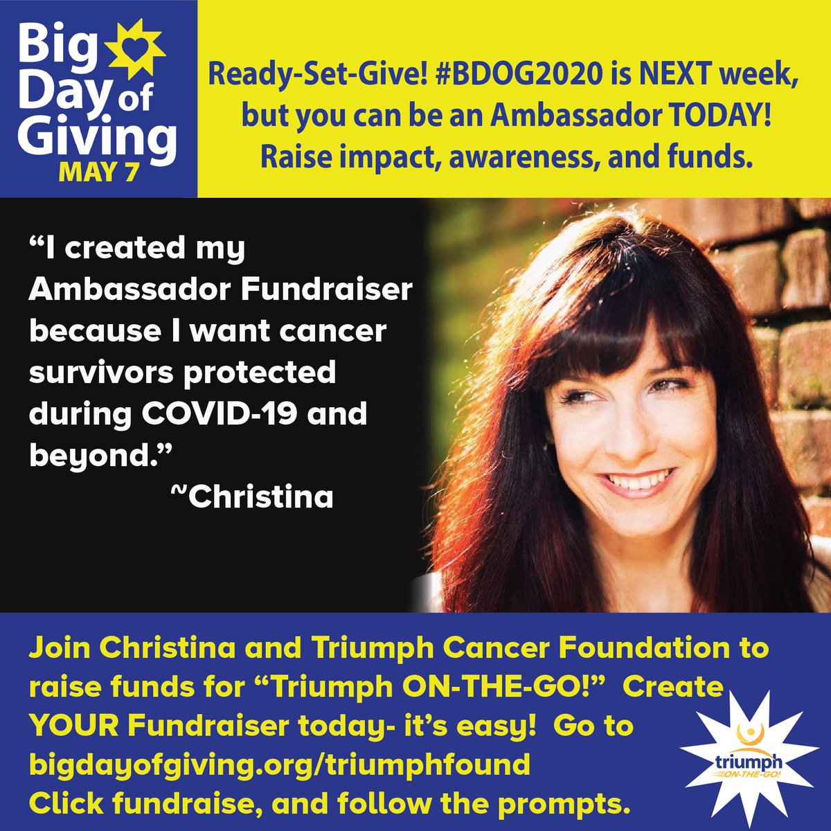 Our whole team is so dedicated to protecting Survivors and rebuilding lives after cancer!  Join us! Bigdayofgiving.org/triumphfound
