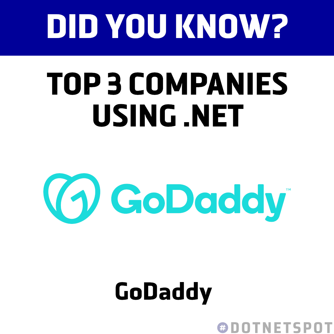 DotNetSpot's tweet image. Did you know that #stackoverflow, #ups and #GoDaddy all use .NET in their technology stack? 
#dotnet #csharp #programming #java #developer #programmer #javascript #html #python #coding #code #azure #microsoft #devops #bigdata #reactjs #dotnetdeveloper #php #webdevelopment #nodejs