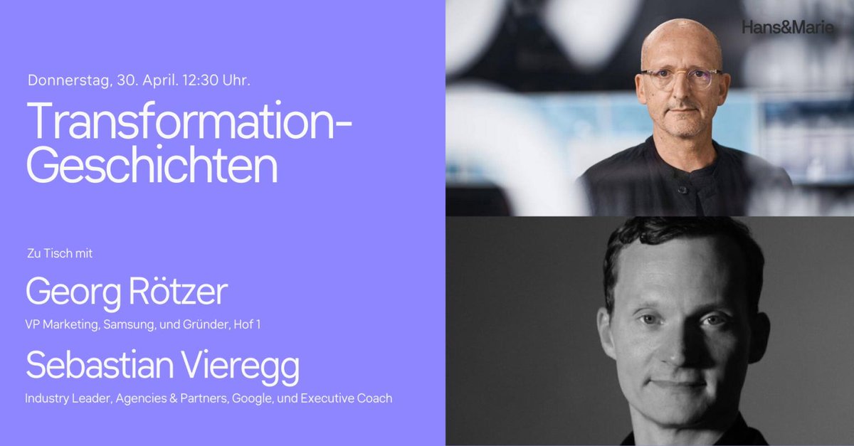 Schon gewusst? Der Digital Lunch hat jetzt offizielle Gastgeber: Hans und Marie bitten zu Tisch! Donnerstag erzählen uns Georg &amp; Sebastian (ehemals Samsung und Google) von ihrem Ausstieg aus der Tech-Branche. Wir sind schon gespannt: um 12.30 geht's los!
bit.ly/2YbAs8M