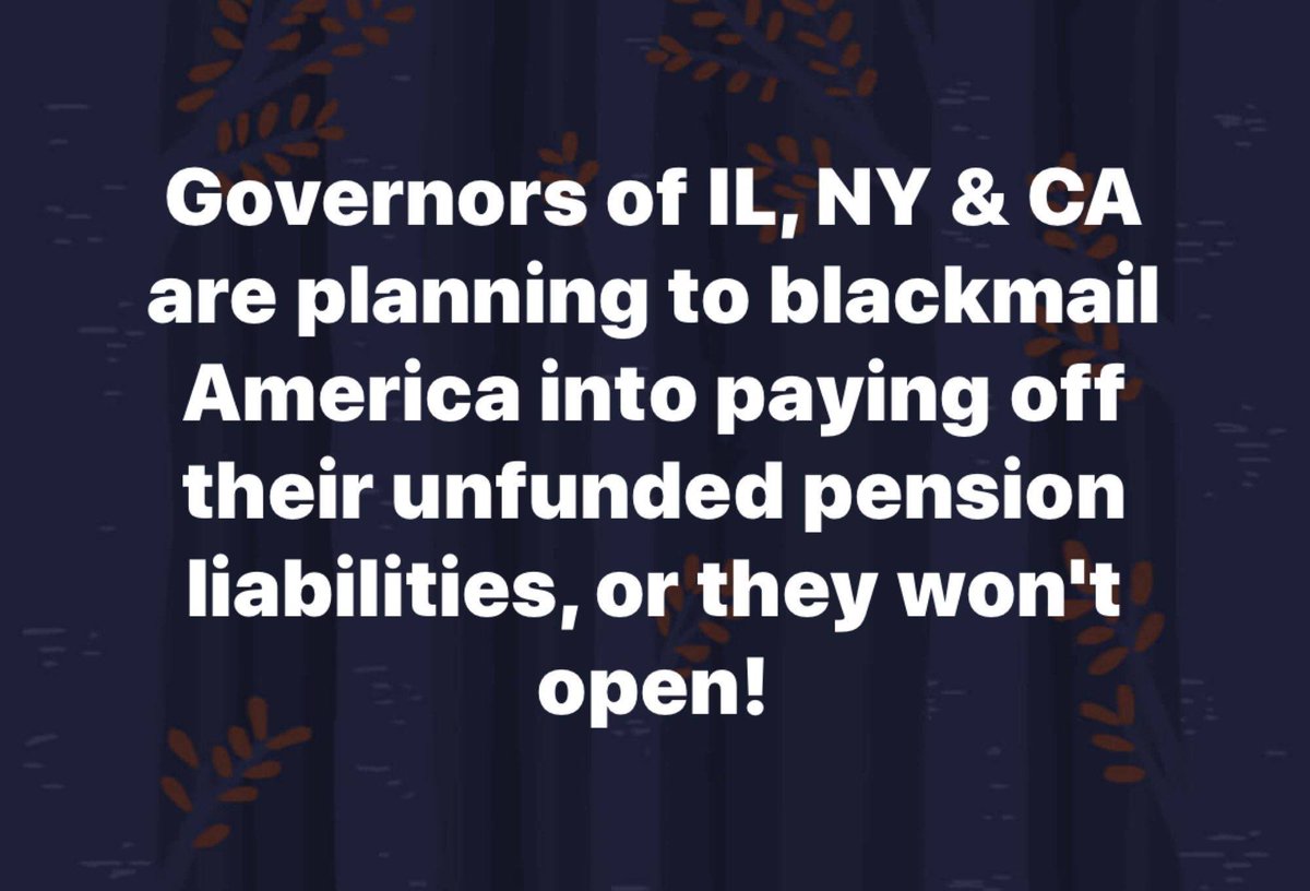 PatriotJackiB's tweet photo. @realDonaldTrump Don’t let them get away with this! The #CCPVirus has nothing to do with years of Democrat financial mismanagement. Let them go bankrupt! https://t.co/HoYsj9Fvj0